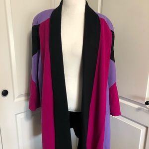 Vintage wool colorblock open statement coat L/XL